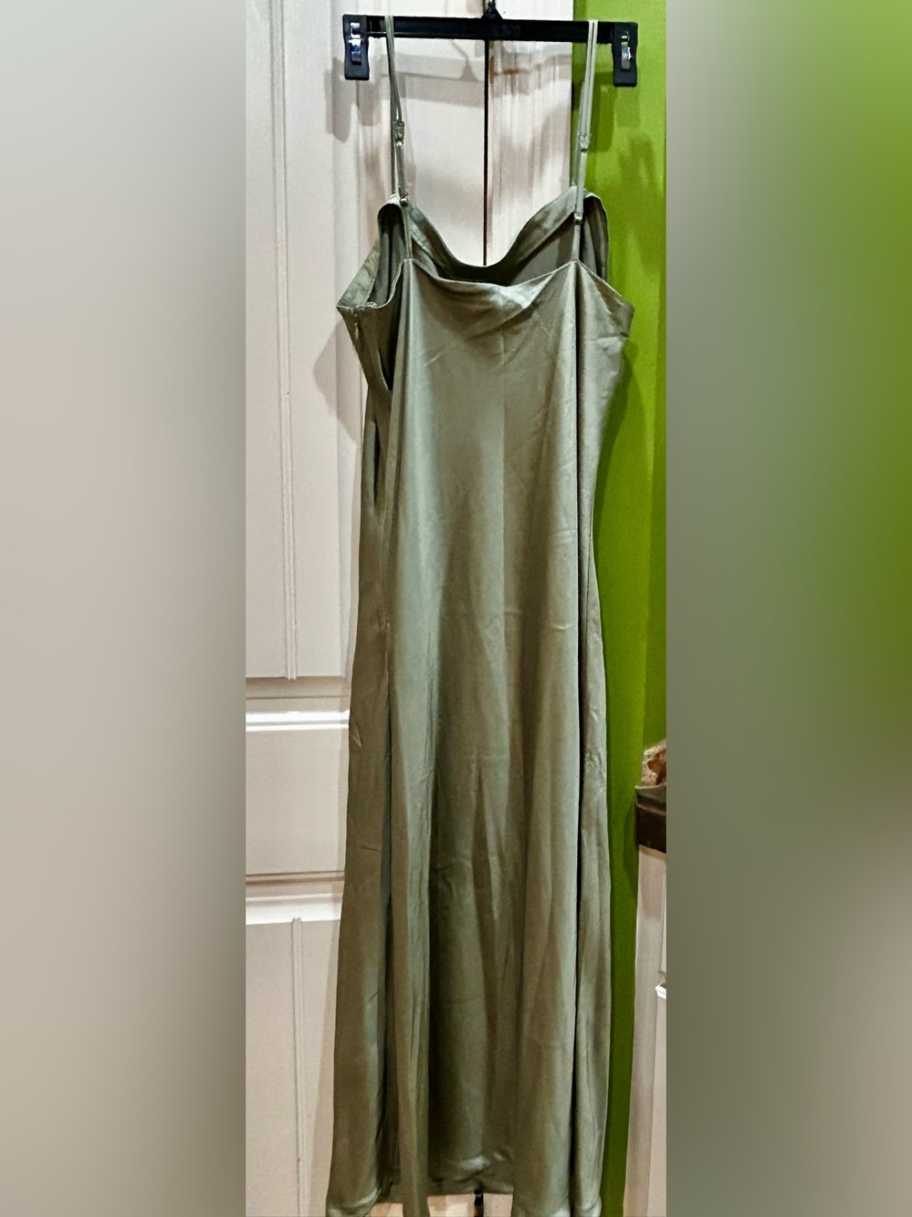 Abercrombie & Fitch Green Slip Maxi Dress with Spaghetti Straps size XL - Picture 3 of 11
